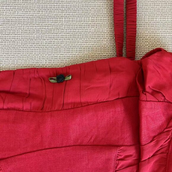 ✨ SALE Reformation Emery Linen Top Sz6 Red Lipstick Stretch French Comfy - Picture 5 of 7